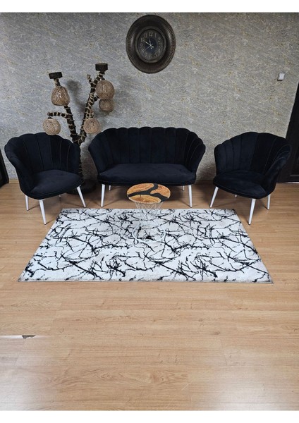 Papatya Çay Seti Koltuk Takımı Beyaz Boyalı Sivriltme Ayak, Balkon, Salon, Ofis, Cafe Koltuk Takımı