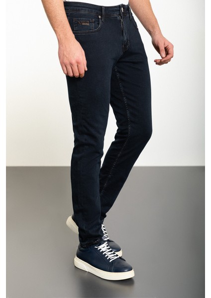 Düz İndigo Super Slim Fit Erkek Kot Pantolon