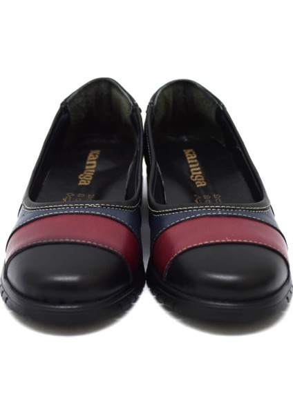 EVD-2729 Siyah / Bordo Kadın Comfort Ayakkabı