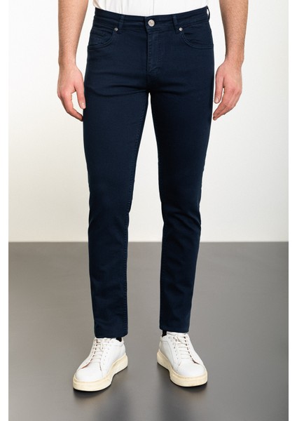 Düz Lacivert Slim Fit Erkek Kot Pantolon