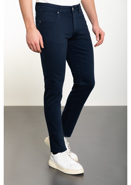 Düz Lacivert Slim Fit Erkek Kot Pantolon