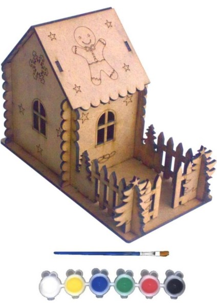 3d/puzzle Ahşap Hayal Evi Boyama Seti Hobi Eğlence 21X11X14,5 cm