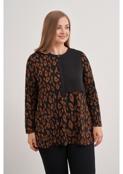 2676112 Leopar Desenli Örme Bluz modelleri
