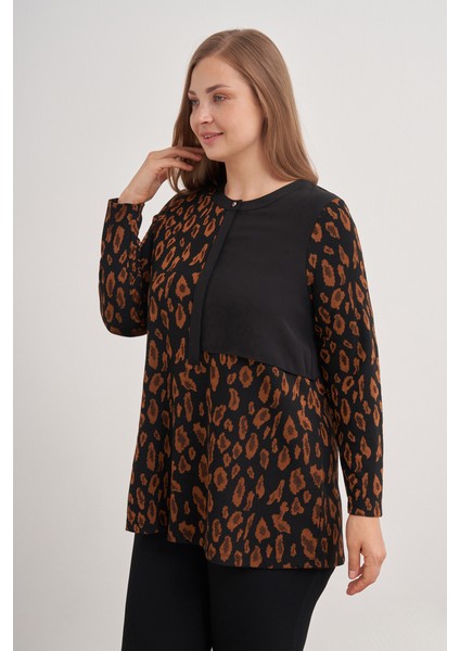 2676112 Leopar Desenli Örme Bluz fırsatları