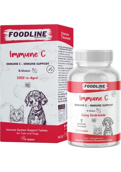 Immune +C 75 Tablet | Kedi ve Köpekler Için Immun Sistemini Destekleyici