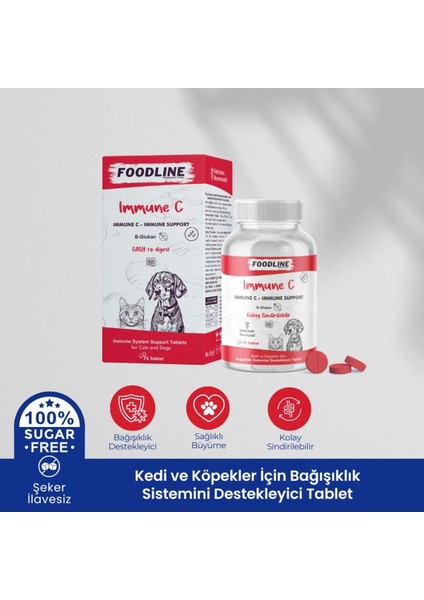 Immune +C 75 Tablet | Kedi ve Köpekler Için Immun Sistemini Destekleyici