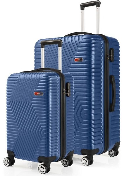 Abs Kabin ve Büyük Boy Çivit Mavi 2'li Valiz Seti 600.05-SET-BK