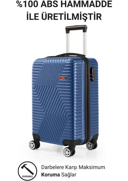 Abs Kabin ve Büyük Boy Çivit Mavi 2'li Valiz Seti 600.05-SET-BK