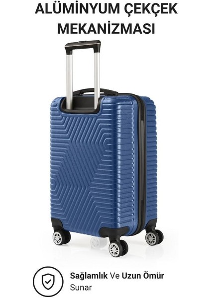 Abs Kabin ve Büyük Boy Çivit Mavi 2'li Valiz Seti 600.05-SET-BK