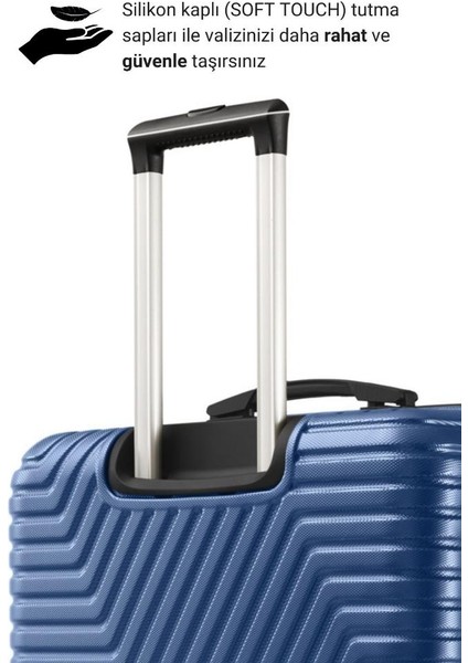 Abs Kabin ve Büyük Boy Çivit Mavi 2'li Valiz Seti 600.05-SET-BK