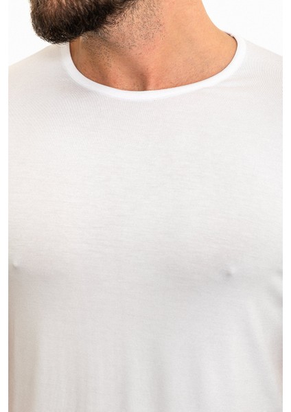 Düz Beyaz Slim Fit Bisiklet Yaka Erkek T-Shirt fiyatları