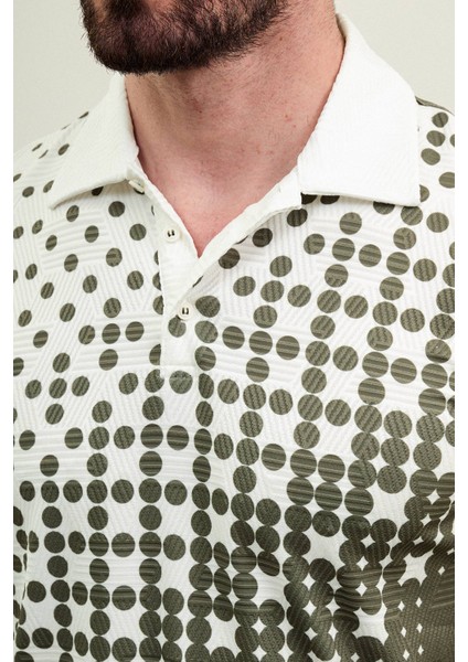 Desenli Haki Slim Fit Polo Yaka Erkek T-Shirt fiyatları