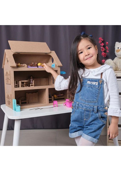 Katlı Otopark ve Çatılı Ahşap Oyuncak Bebek Evi(15 Adet Mobilyalı) indirimleri