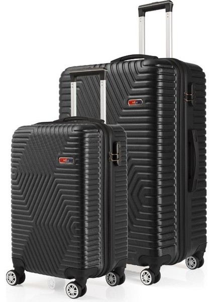 Abs Kabin ve Büyük Boy Siyah 2'li Valiz Seti 600.01-SET-BK