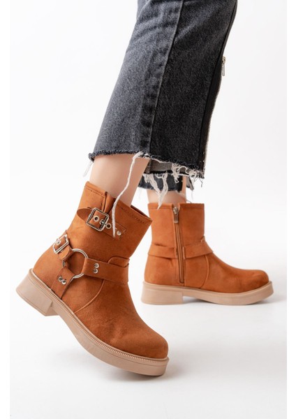 02-2013 Taba Süet Toka Aksesuarlı Fermuarlı Günlük Kadın Bot modelleri