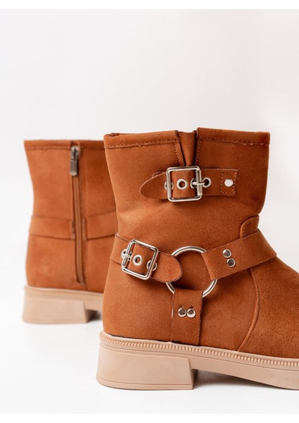 02-2013 Taba Süet Toka Aksesuarlı Fermuarlı Günlük Kadın Bot indirimleri