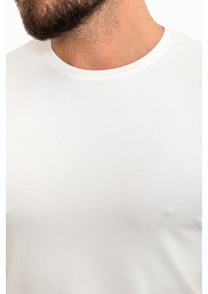 Desenli Ekru Slim Fit Bisiklet Yaka Erkek T-Shirt fiyatları