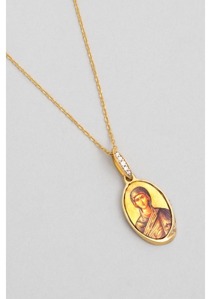 Meryem Ana 18 Ayar Sarı Altın Kaplama 43 cm Gümüş Madalyon Kolye fiyatları