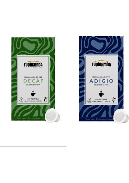 Decaf + Adıgıo Kapsül Kahve 20 Adet - Compostable - Nespresso Makineleriyle Uyumlu - Kafeinsiz