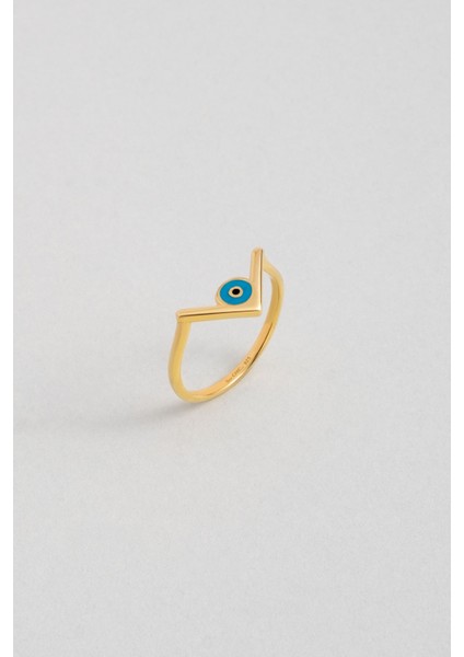 Ra'nın Gözü 18 Ayar Sarı Altın Kaplama Gümüş Yüzük