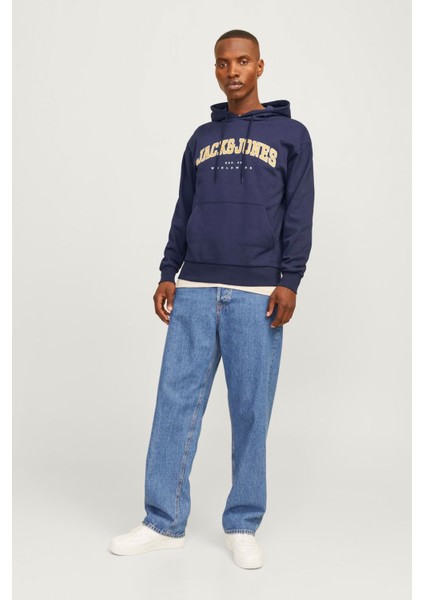 Jjecaleb Varsıty Hoodıe Lacivert Erkek Sweatshirt modelleri