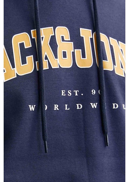 Jjecaleb Varsıty Hoodıe Lacivert Erkek Sweatshirt indirimleri