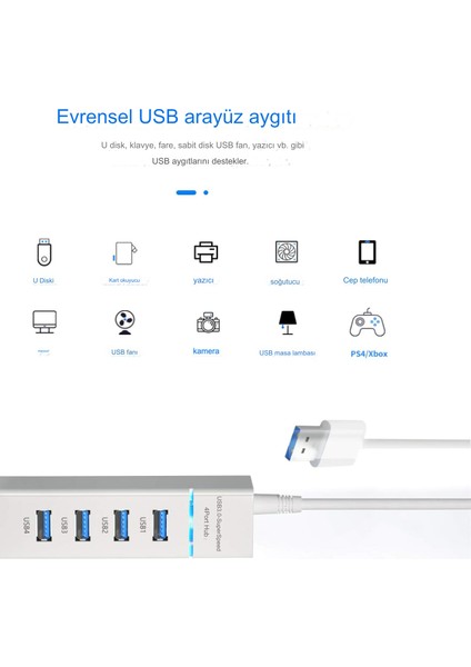 USB Hub Çoğaltıcı Adaptör 4in1 4 Port Girişli 2.0-3.0 Hız Pc Bilgisayar USB Çoklayıcı Üniversal