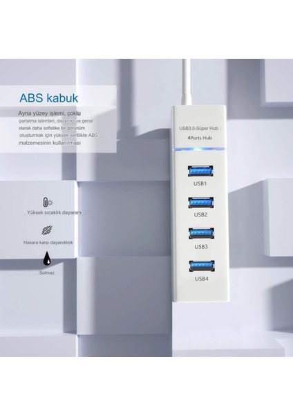 USB Hub Çoğaltıcı Adaptör 4in1 4 Port Girişli 2.0-3.0 Hız Pc Bilgisayar USB Çoklayıcı Üniversal