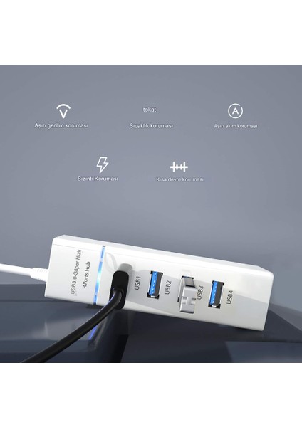 USB Hub Çoğaltıcı Adaptör 4in1 4 Port Girişli 2.0-3.0 Hız Pc Bilgisayar USB Çoklayıcı Üniversal