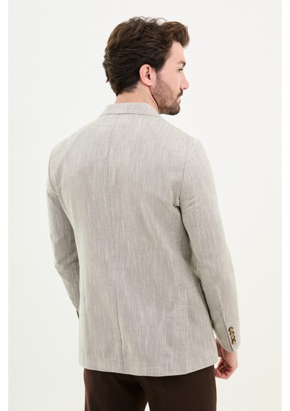 Desenli Kahverengi Slim Fit Torba Cep Mono Yaka Keten Erkek Ceket indirimleri