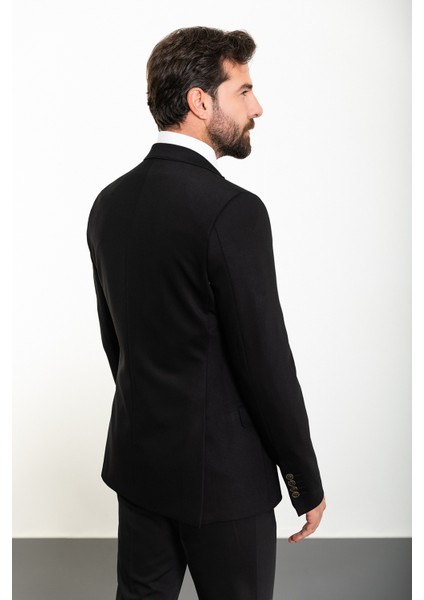 Düz Siyah Slim Fit Mono Yaka 8 Drop Klasik Erkek Takım Elbise indirimleri