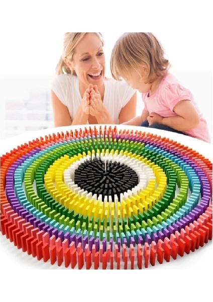 200 Parça Doğal Ahşap Eğitici Renkli Domino Taşları
