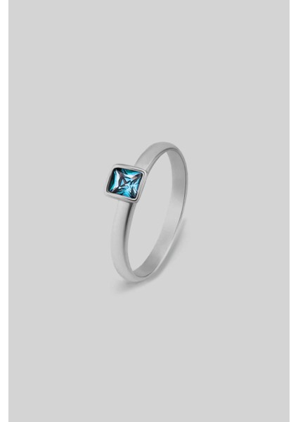 Renkli Taşlı 18 Ayar Beyaz Altın Kaplama Gümüş Yüzük