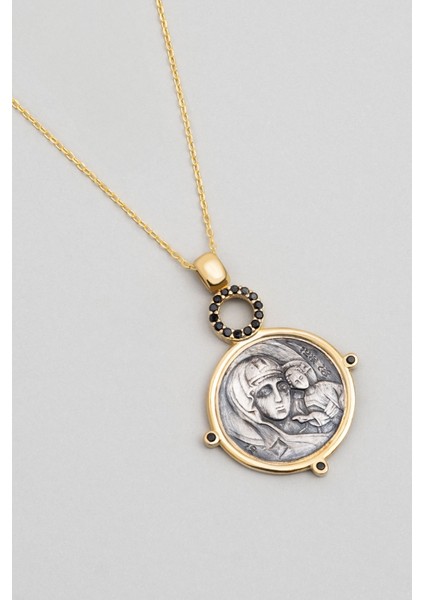 Meryem Ana Tasfirli 18 Ayar Sarı Altın Kaplama 43 cm Gümüş Cross Kolye fiyatları