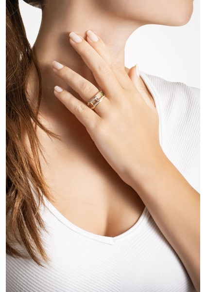 Renkli Taşlar 18 Ayar Sarı Altın Kaplama Gümüş Yüzük modelleri