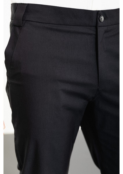 Düz Siyah Super Slim Fit Beli Lastikli Erkek Pantolon