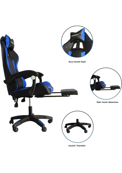 1 Yıl Blue Star Işıklı - Masaj Özellikli Oyuncu Koltuğu Mavi-Siyah Mavi Geriye Doğru Yatabilme Sabi fırsatları