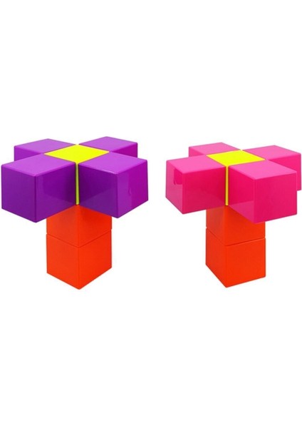 Manyetik Blok (Floresan Renkler)- 16 Küp Eğitici Puzzle Küpler 3 Yaş Eğitici Oyuncak