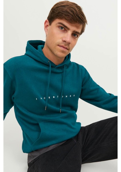 Jack & Jones Jjestar Jj Sweat Hood Noo Petrol Erkek Sweatshirt