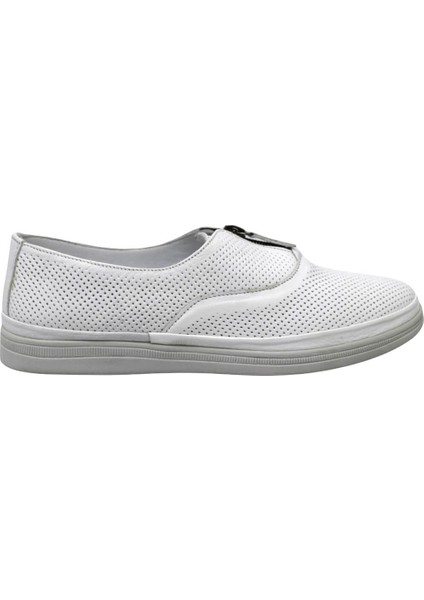 VOG-145 Beyaz Kadın Fermuarlı Comfort Ayakkabı