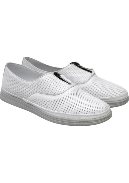 VOG-145 Beyaz Kadın Fermuarlı Comfort Ayakkabı