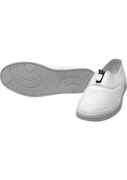 VOG-145 Beyaz Kadın Fermuarlı Comfort Ayakkabı
