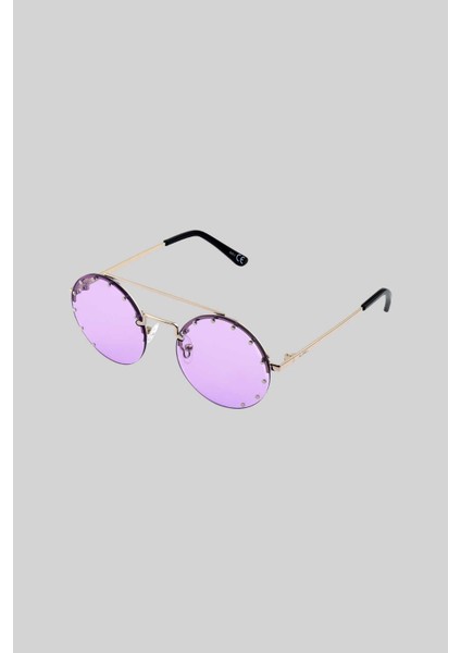 Mor Yuvarlak Camlı Güneş Gözlüğü