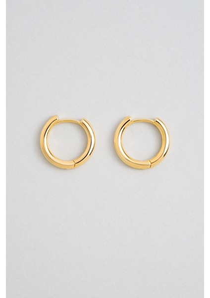 Klasik 18 Ayar Sarı Altın Kaplama Gümüş Halka Küpe