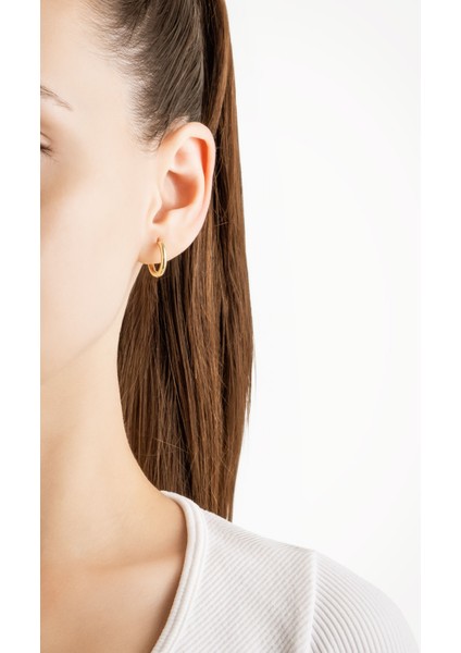 Klasik 18 Ayar Sarı Altın Kaplama Gümüş Halka Küpe fiyatları