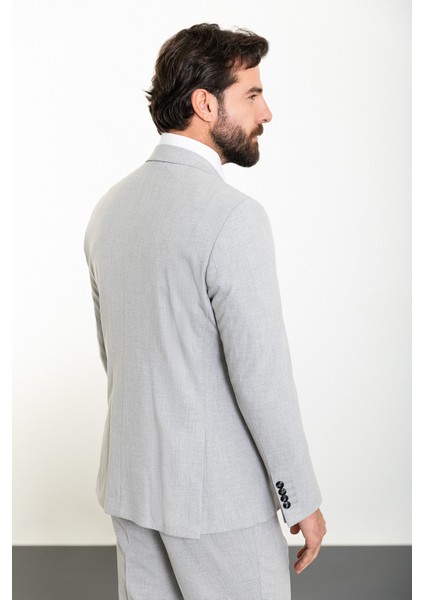 Düz Gri Slim Fit Mono Yaka 4 Drop Klasik Erkek Takım Elbise fırsatları