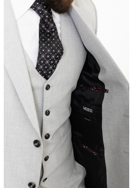 Düz Gri Slim Fit Mono Yaka 4 Drop Klasik Erkek Takım Elbise indirimleri