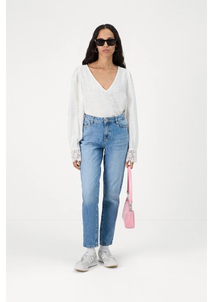 Kadın Onltonnı Rahat Kalıp Boyfriend Jean Pantolon 15302695 Mavi