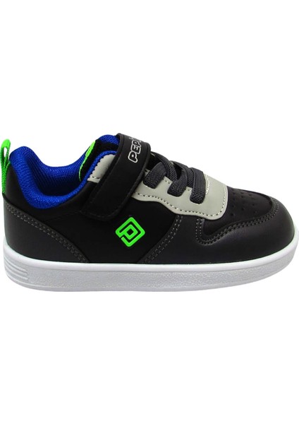 P-1204 Siyah Füme Çocuk Cırt Bağlı Spor Ayakkabı