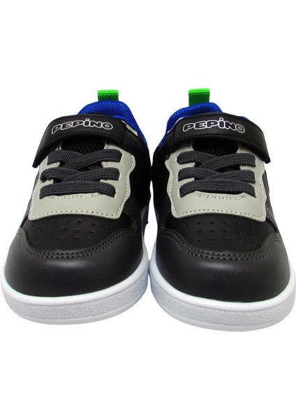 P-1204 Siyah Füme Çocuk Cırt Bağlı Spor Ayakkabı